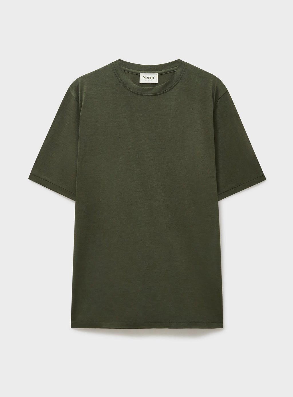 T-shirt en jersey de laine mérinos vert olive