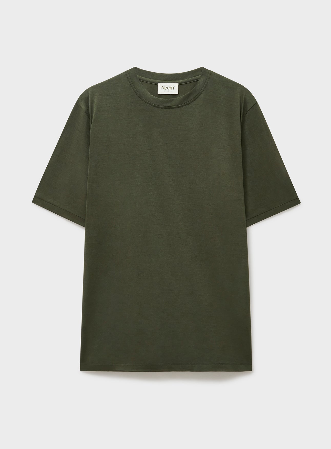 T-shirt en jersey de laine mérinos vert olive