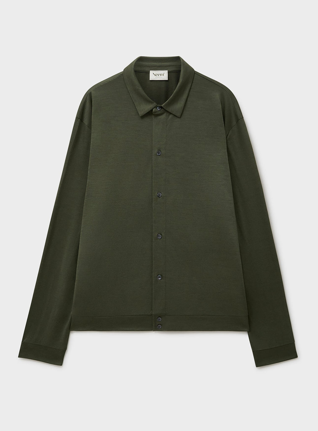 Surchemise en jersey de laine mérinos vert olive