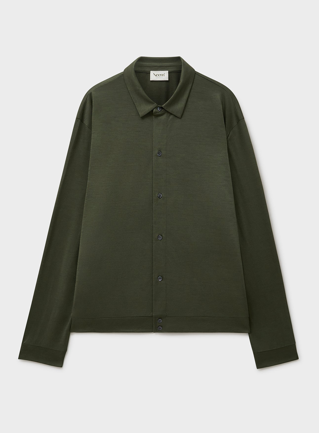 Surchemise en jersey de laine mérinos vert olive
