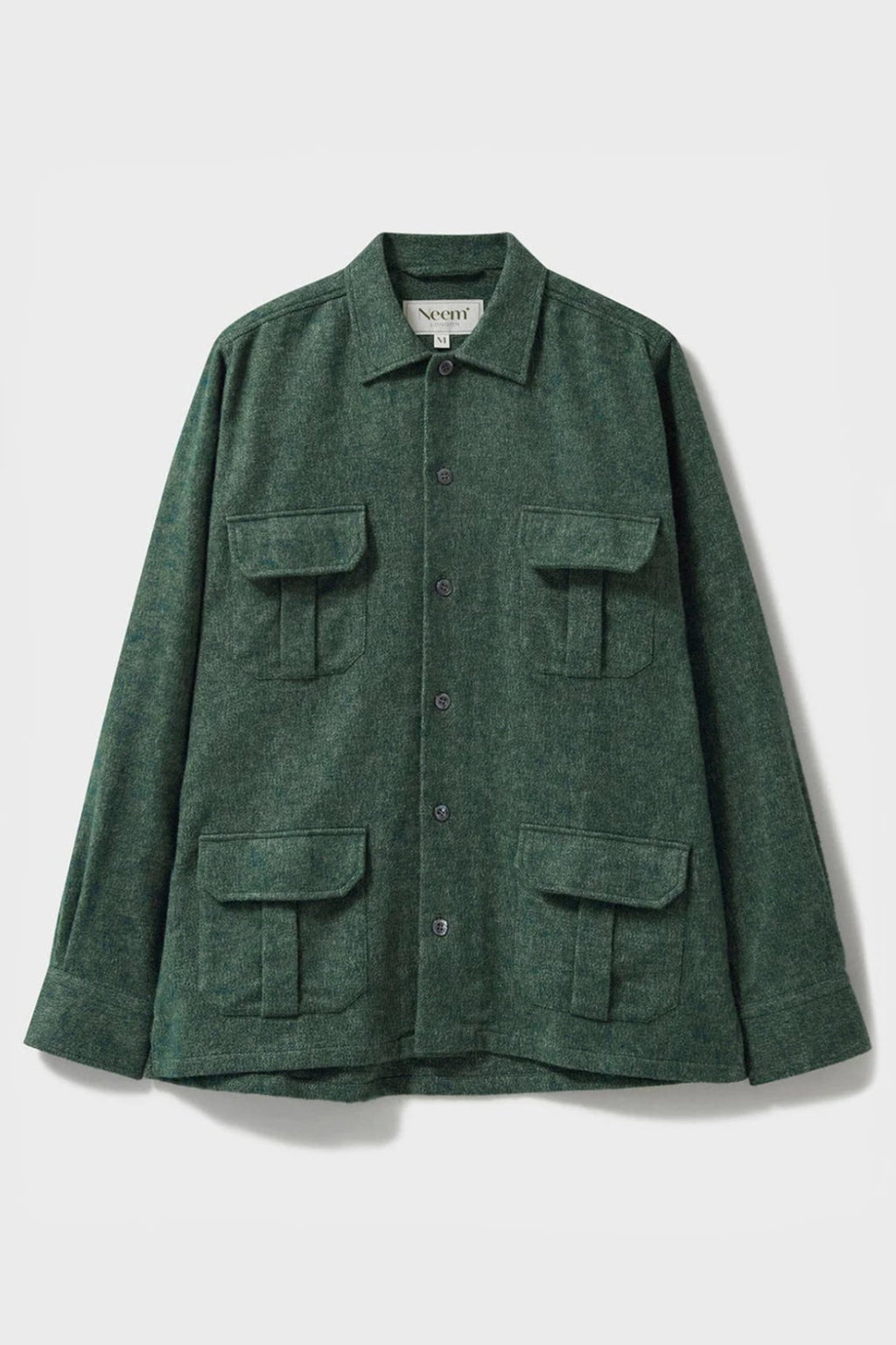 Surchemise homme verte en flanelle douce recyclée épaisse