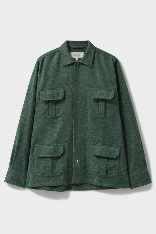 Surchemise homme verte en flanelle douce recyclée épaisse