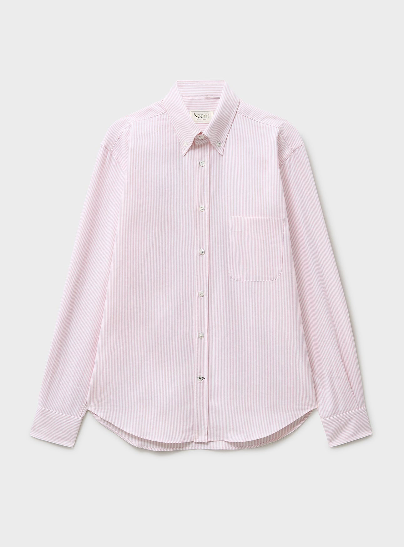 Chemise boutonnée rose en tissu Oxford italien recyclé