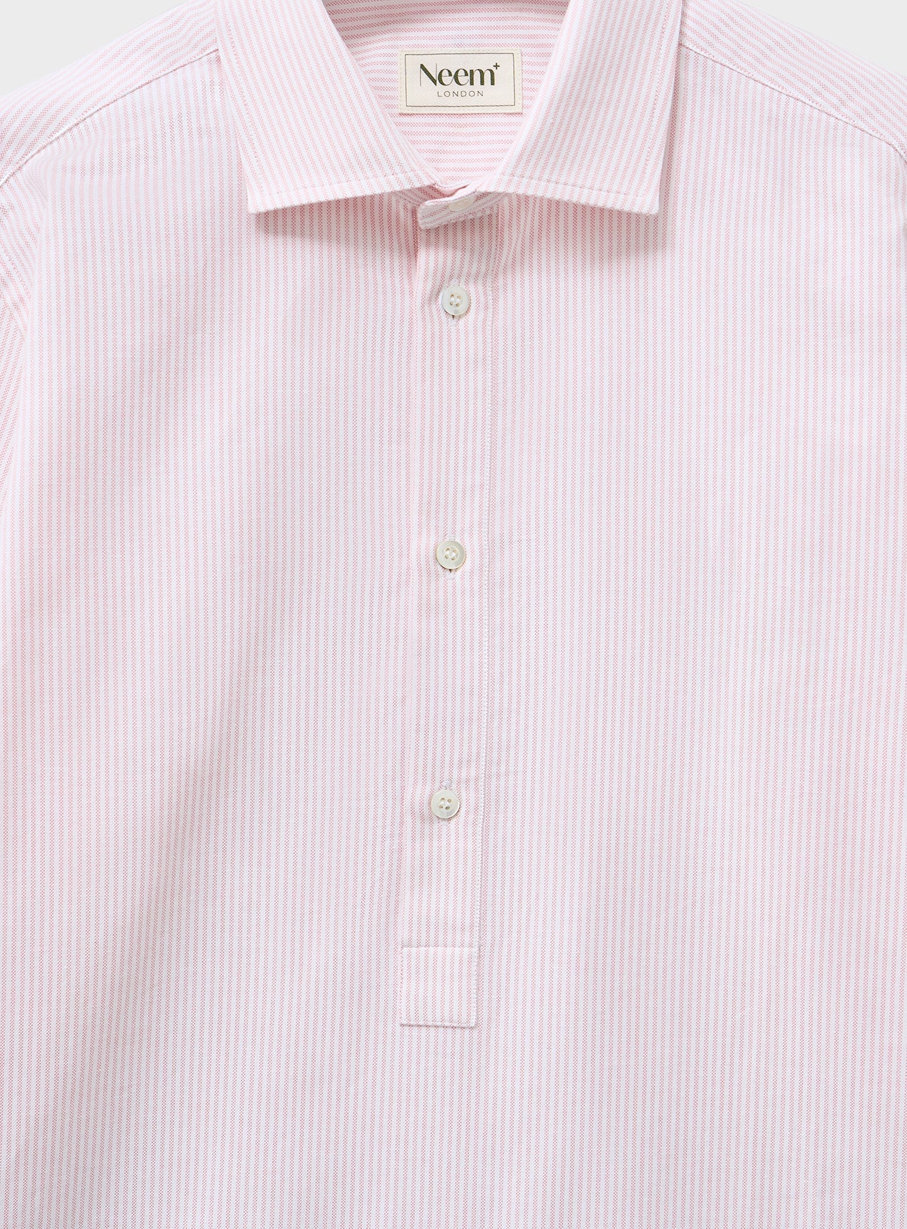 Chemise popover Oxford rose italienne recyclée, nouvelle coupe ouverte