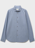 Chemise coupée en jean recyclé indigo