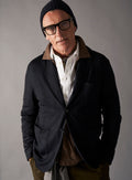 Blazer Prince de Galles en laine mérinos bleu marine