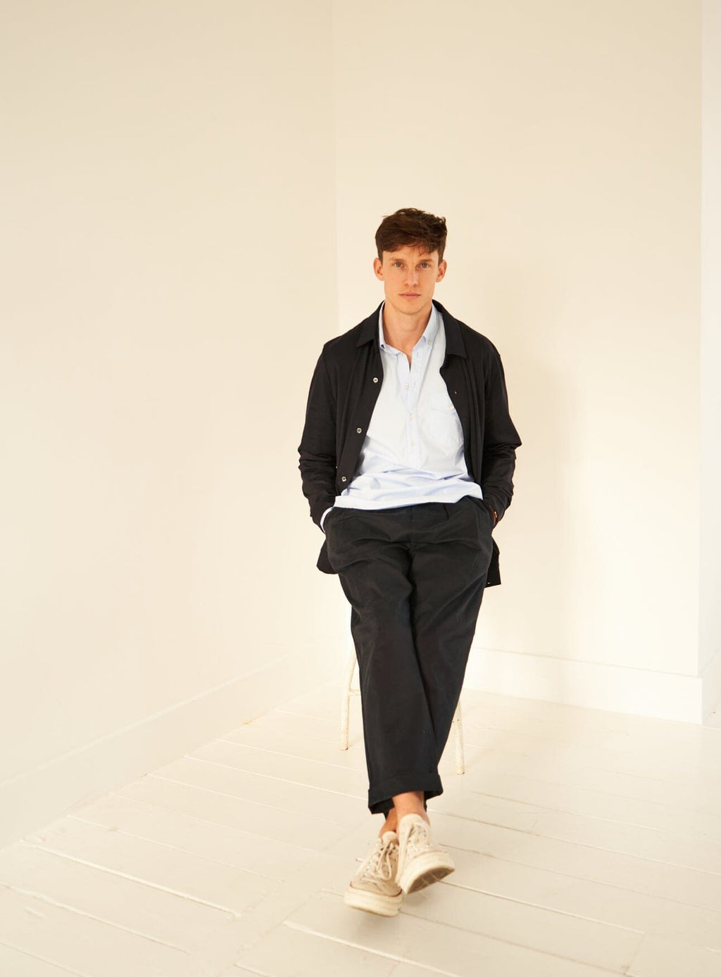 Chemise Popover Moderne à Col Boutonné en Coton Régénératif