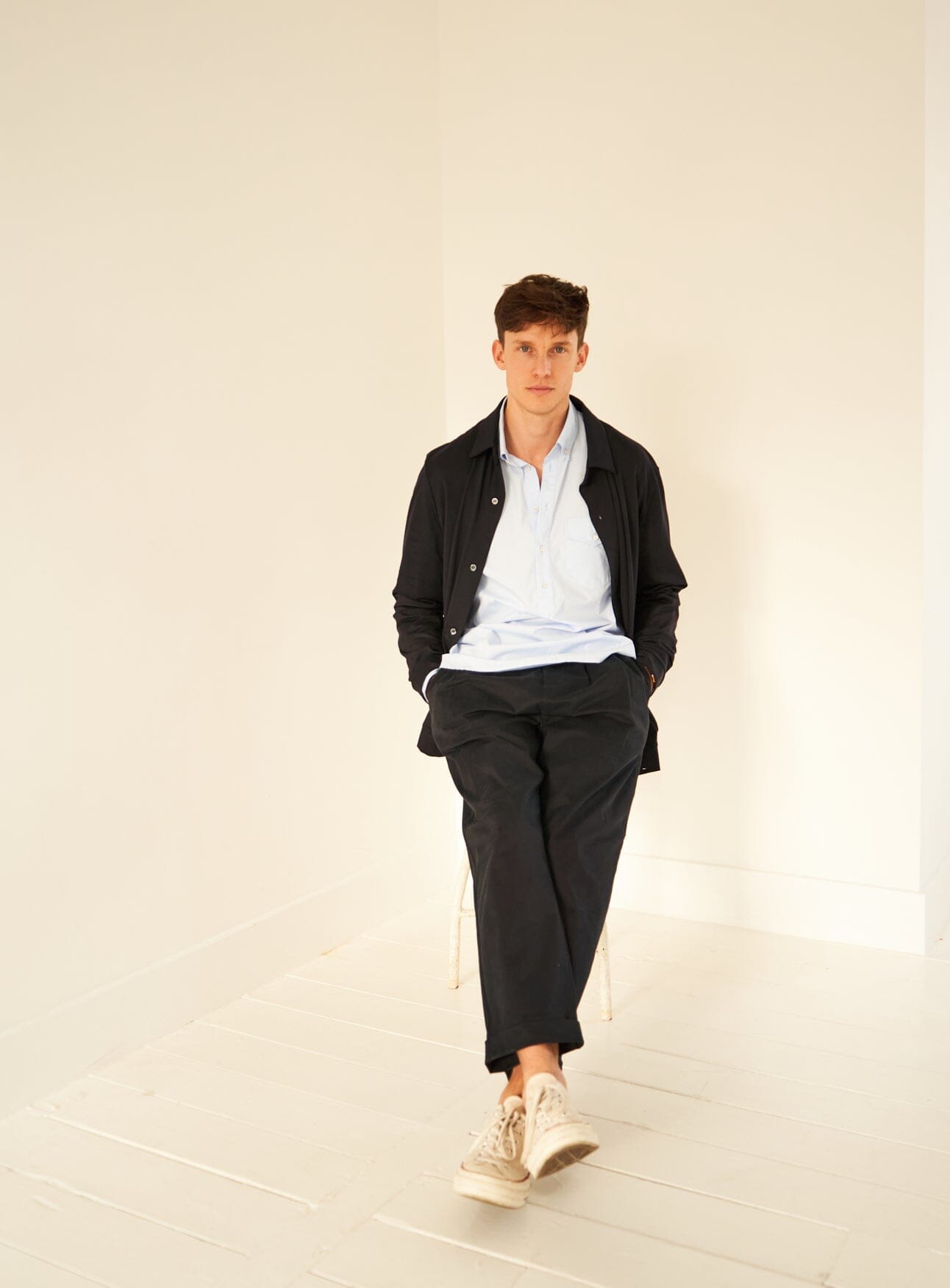Chemise Popover Moderne à Col Boutonné en Coton Régénératif
