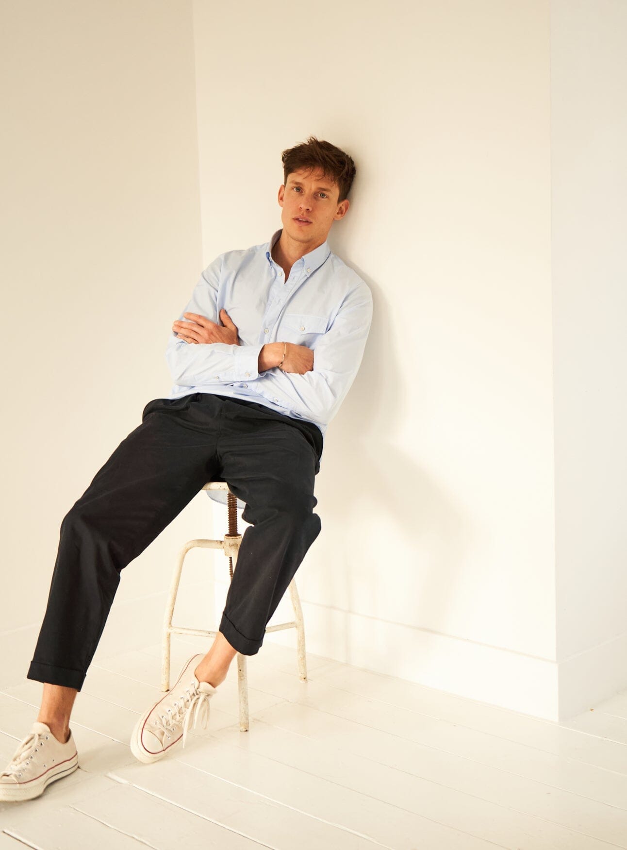 Chemise Popover Moderne à Col Boutonné en Coton Régénératif