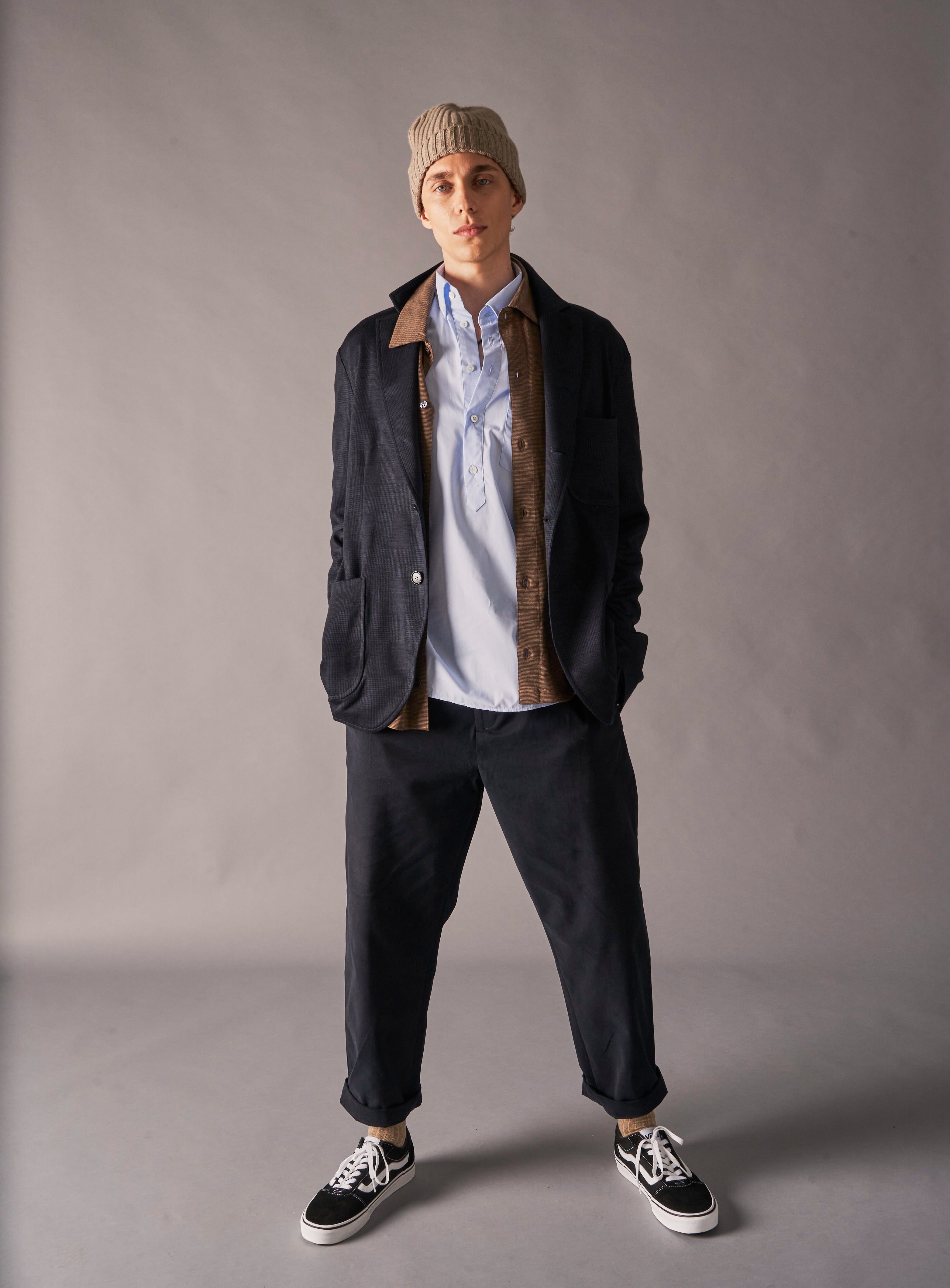 Chemise Popover Moderne à Col Boutonné en Coton Régénératif