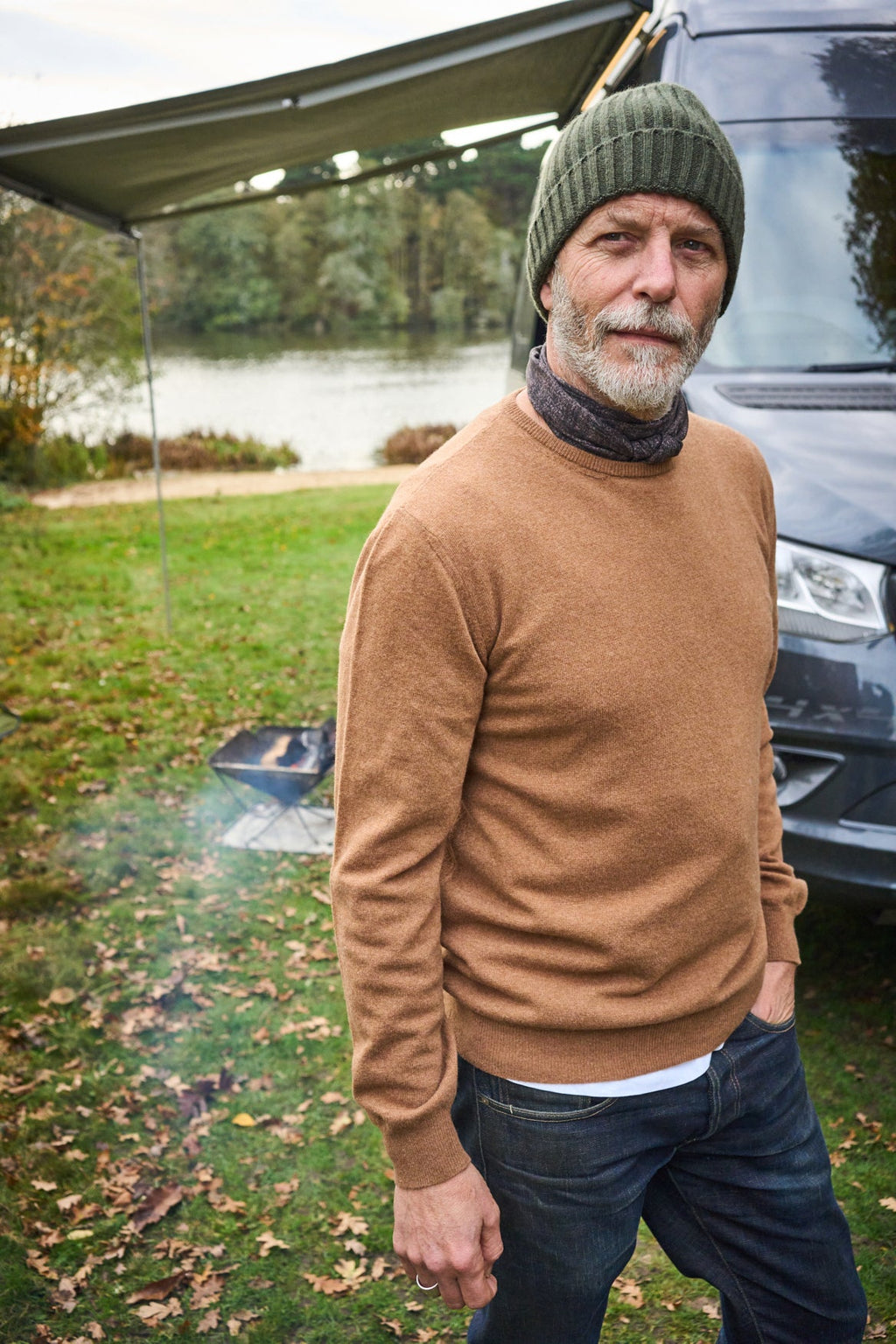 Col roulé en maille de laine italienne recyclée beige