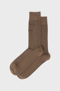Chaussettes homme côtelées en coton recyclé marron clair du Royaume-Uni
