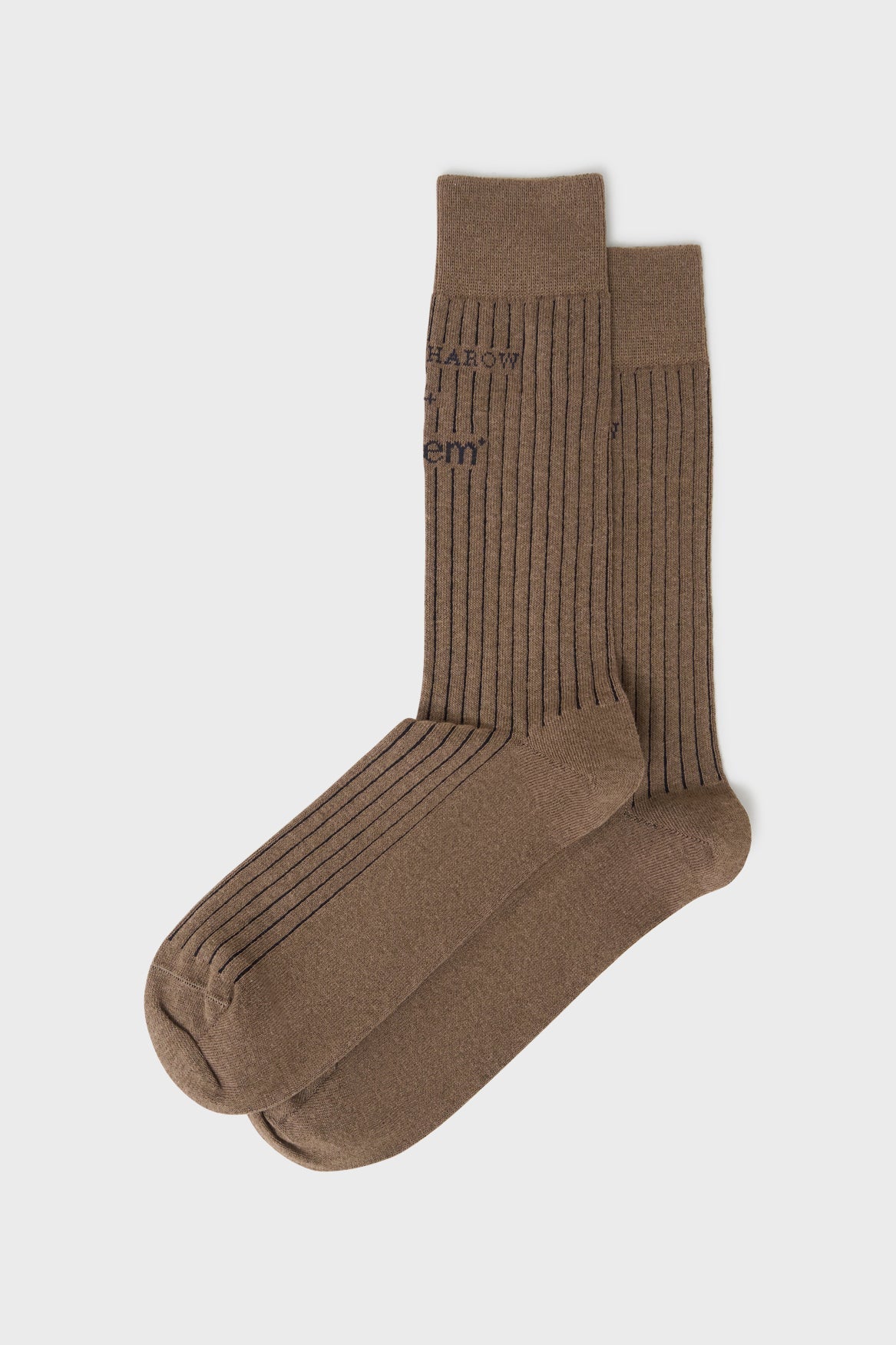 Chaussettes homme côtelées en coton recyclé marron clair du Royaume-Uni