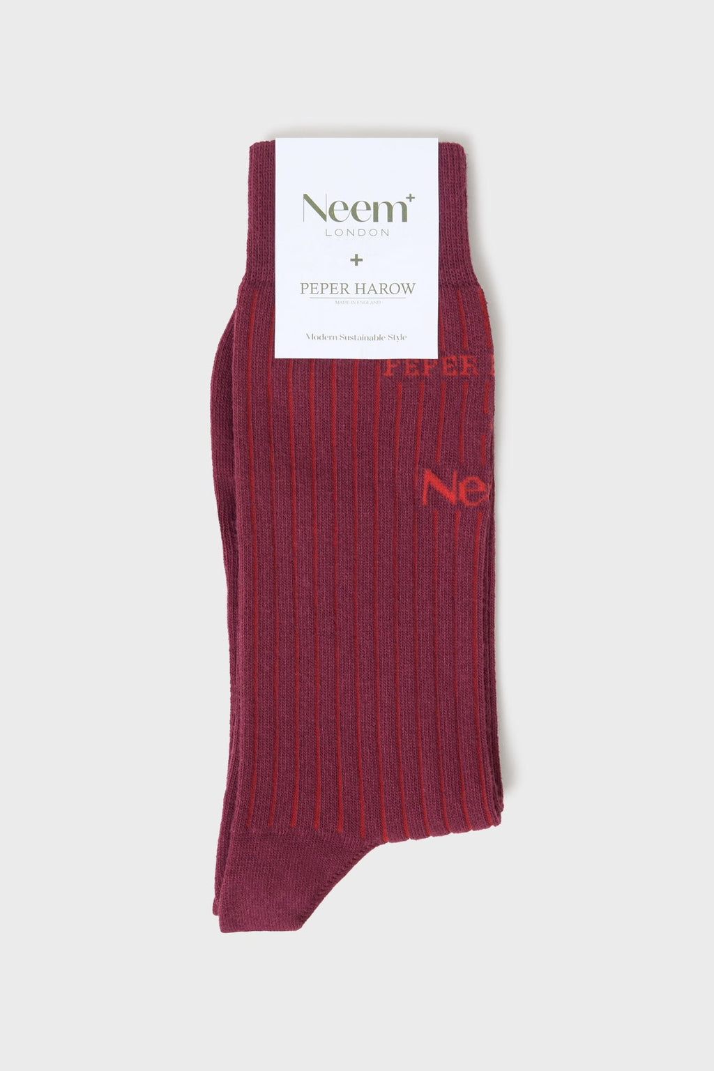 Chaussettes côtelées bordeaux pour homme en coton recyclé britannique