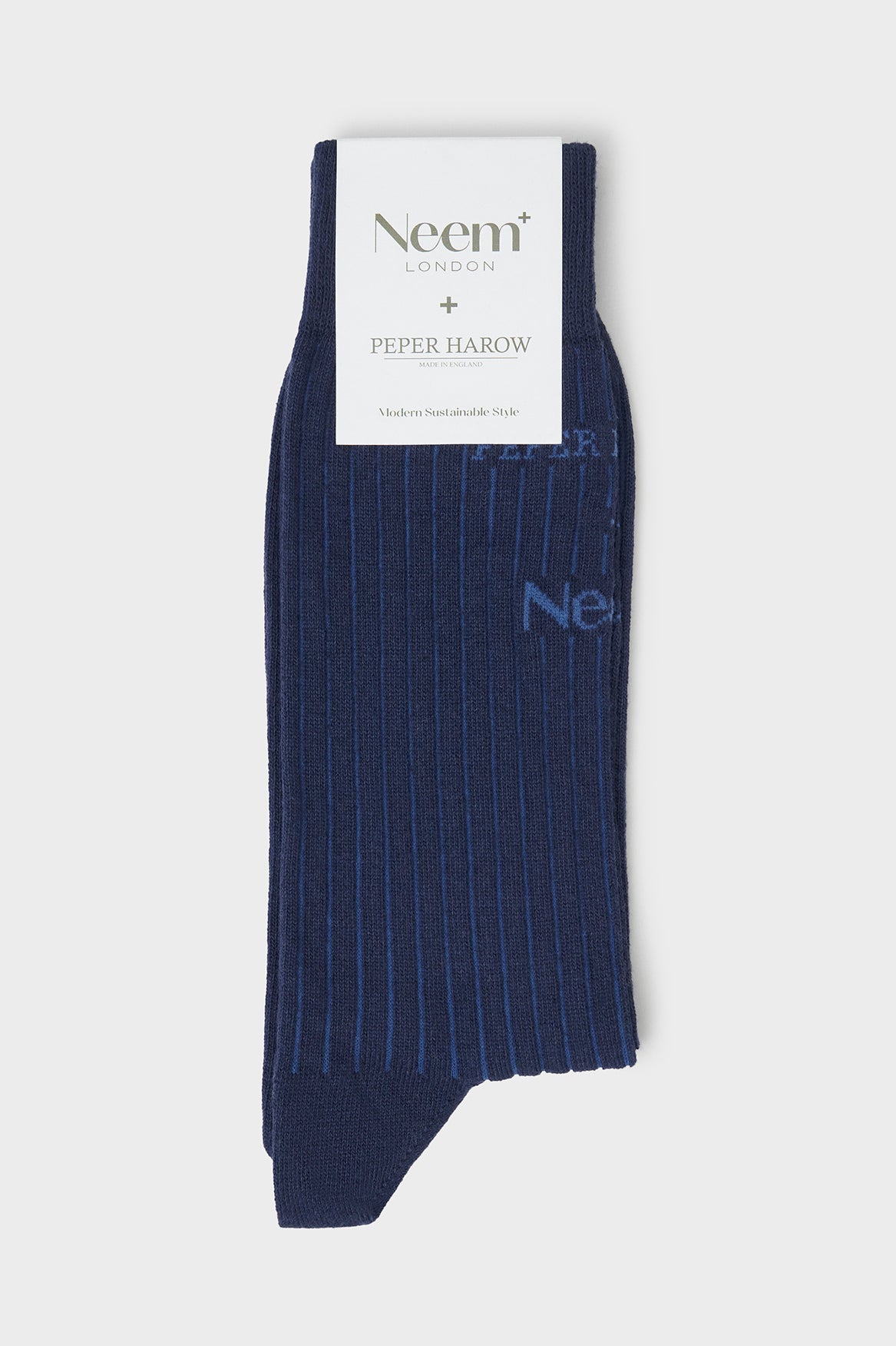 Chaussettes homme côtelées bleu marine en coton recyclé britannique