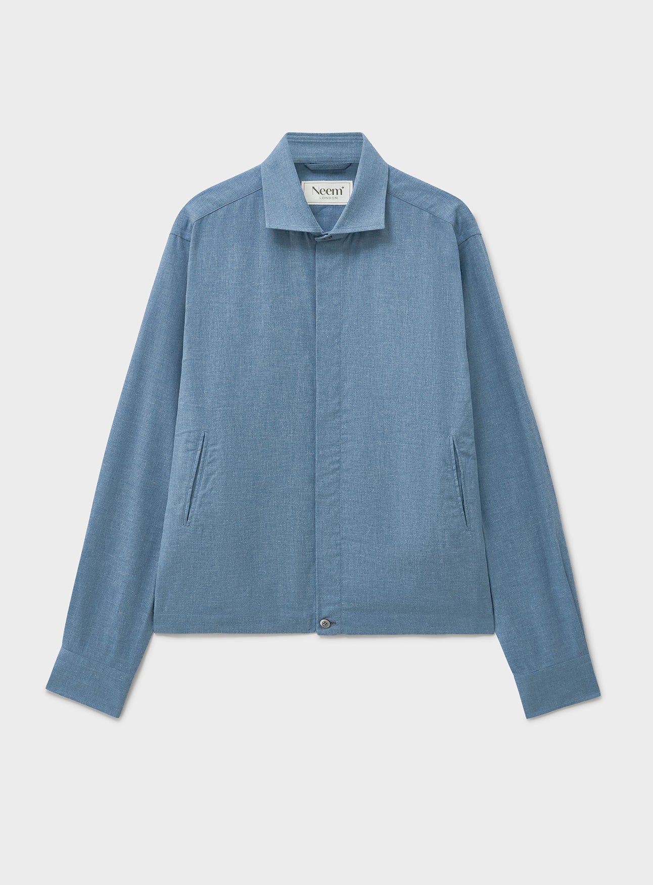 Blouson court en chambray bleu italien recyclé