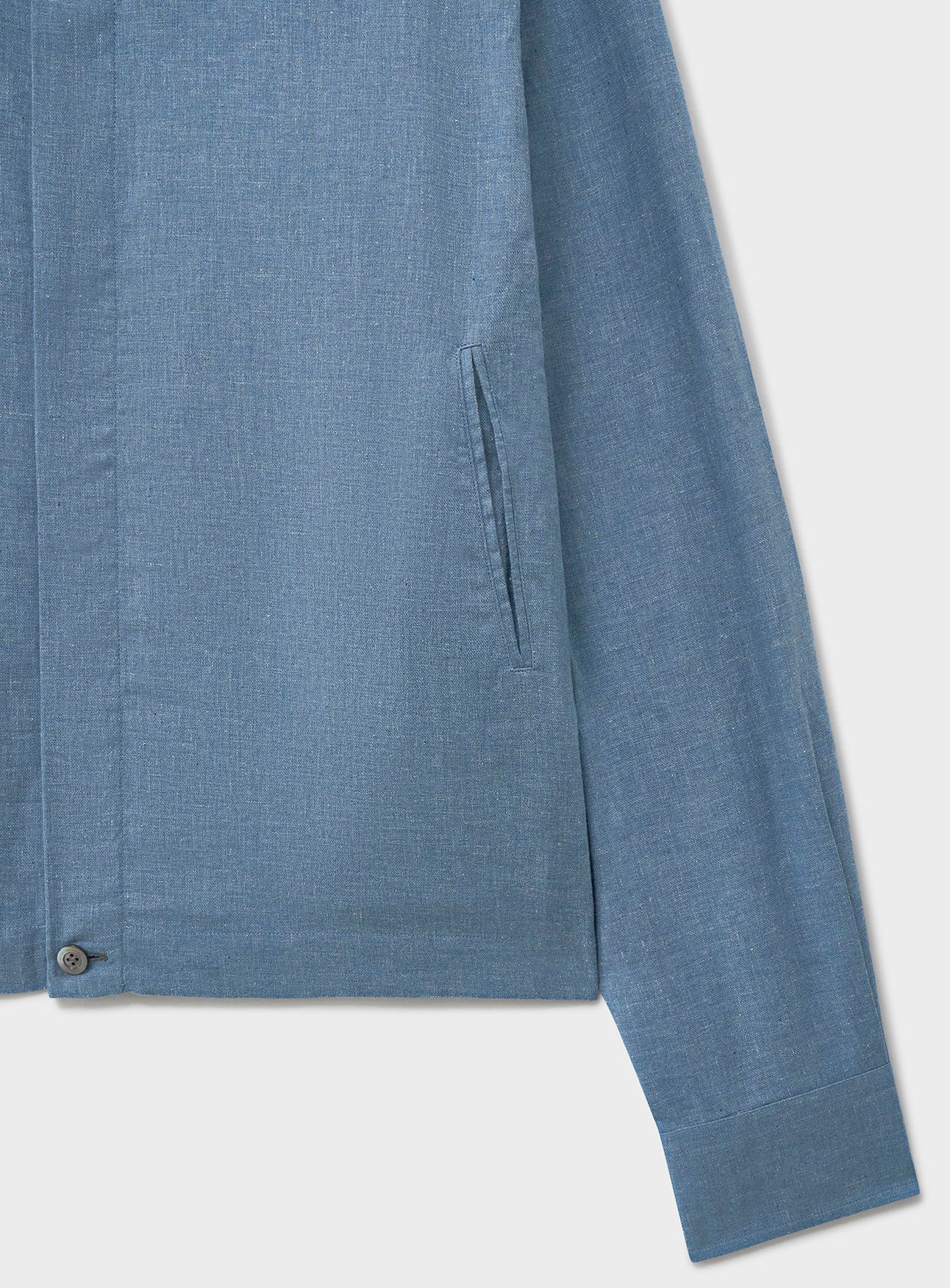 Blouson court en chambray bleu italien recyclé