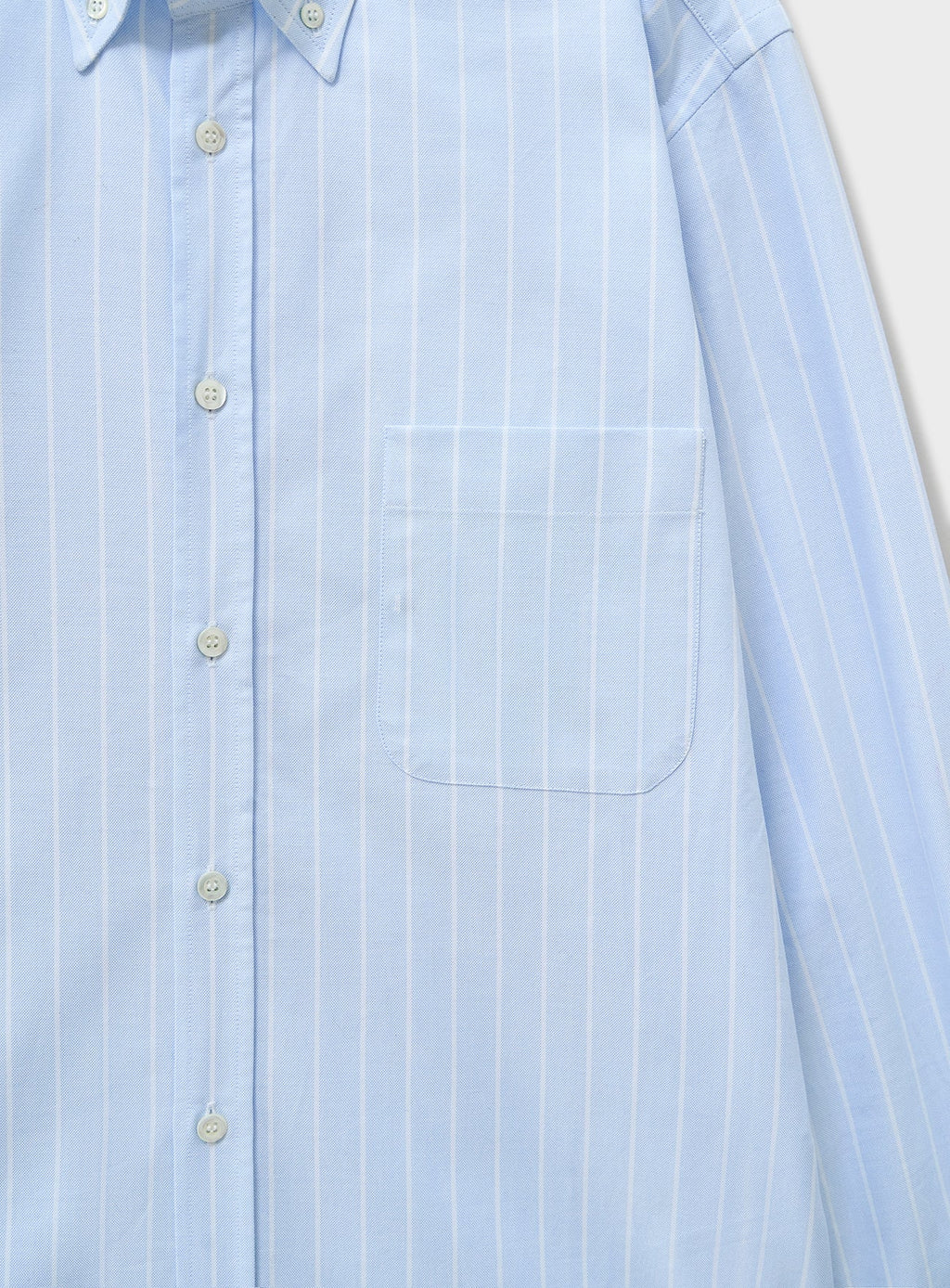 Chemise boutonnée en coton Oxford Pinpoint recyclé à rayures ciel