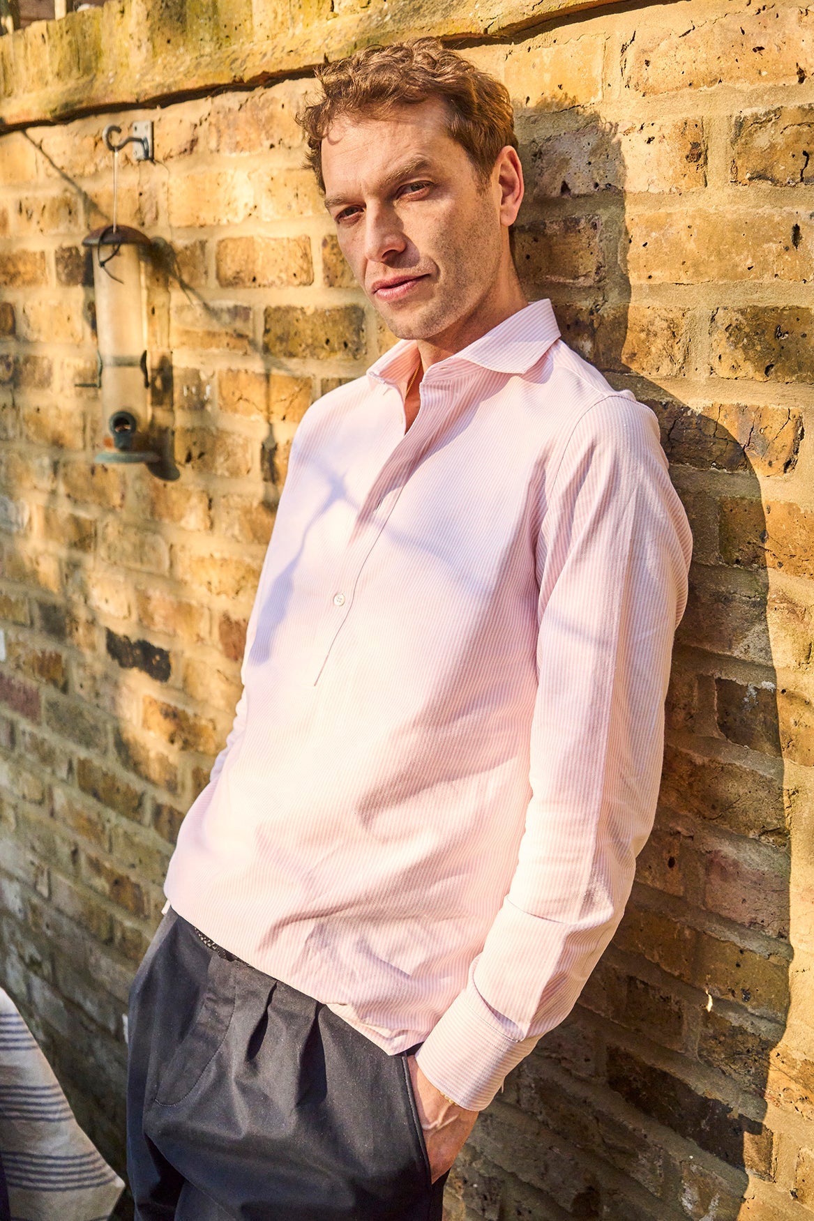 Chemise popover Oxford rose italienne recyclée, nouvelle coupe ouverte