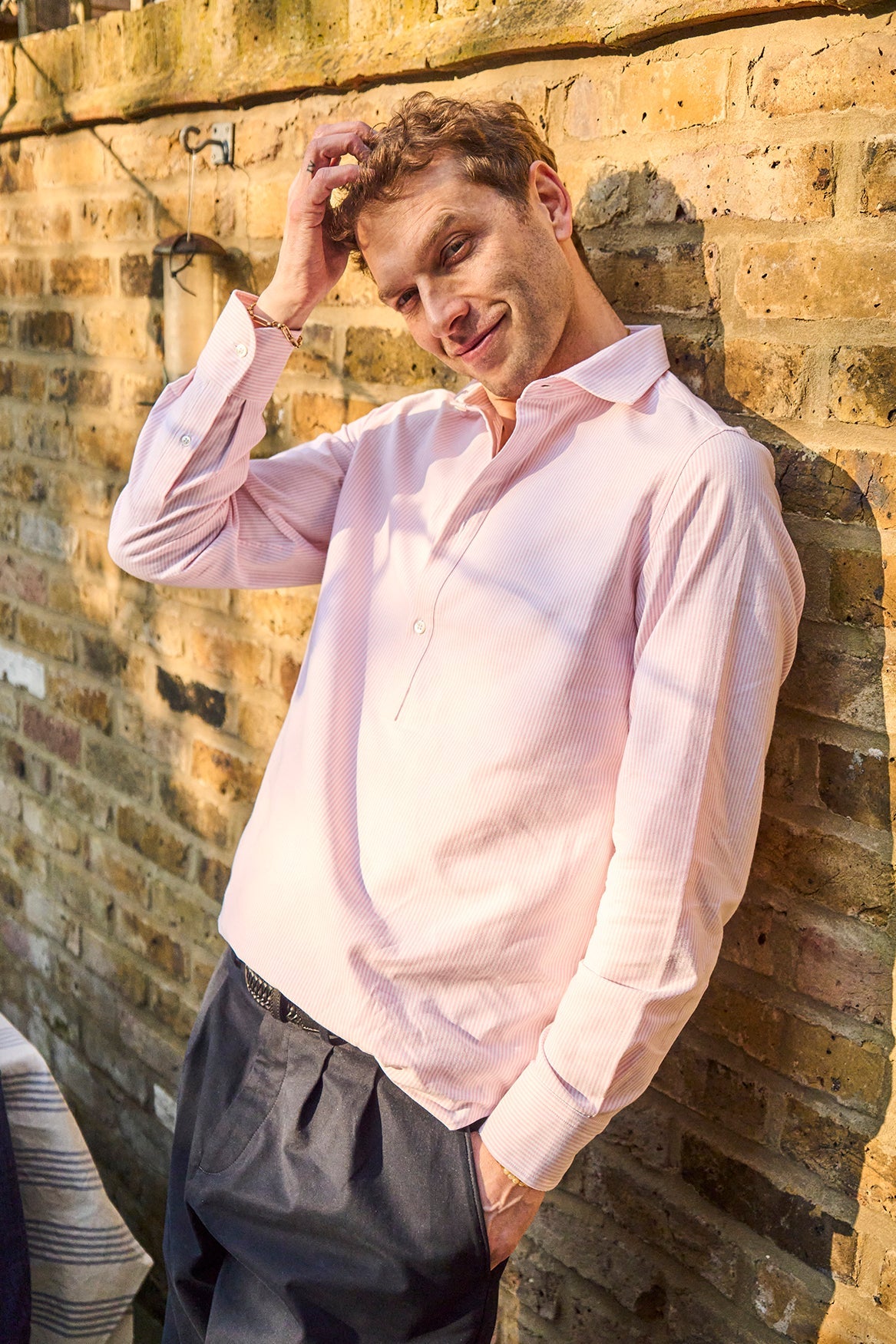 Chemise popover Oxford rose italienne recyclée, nouvelle coupe ouverte