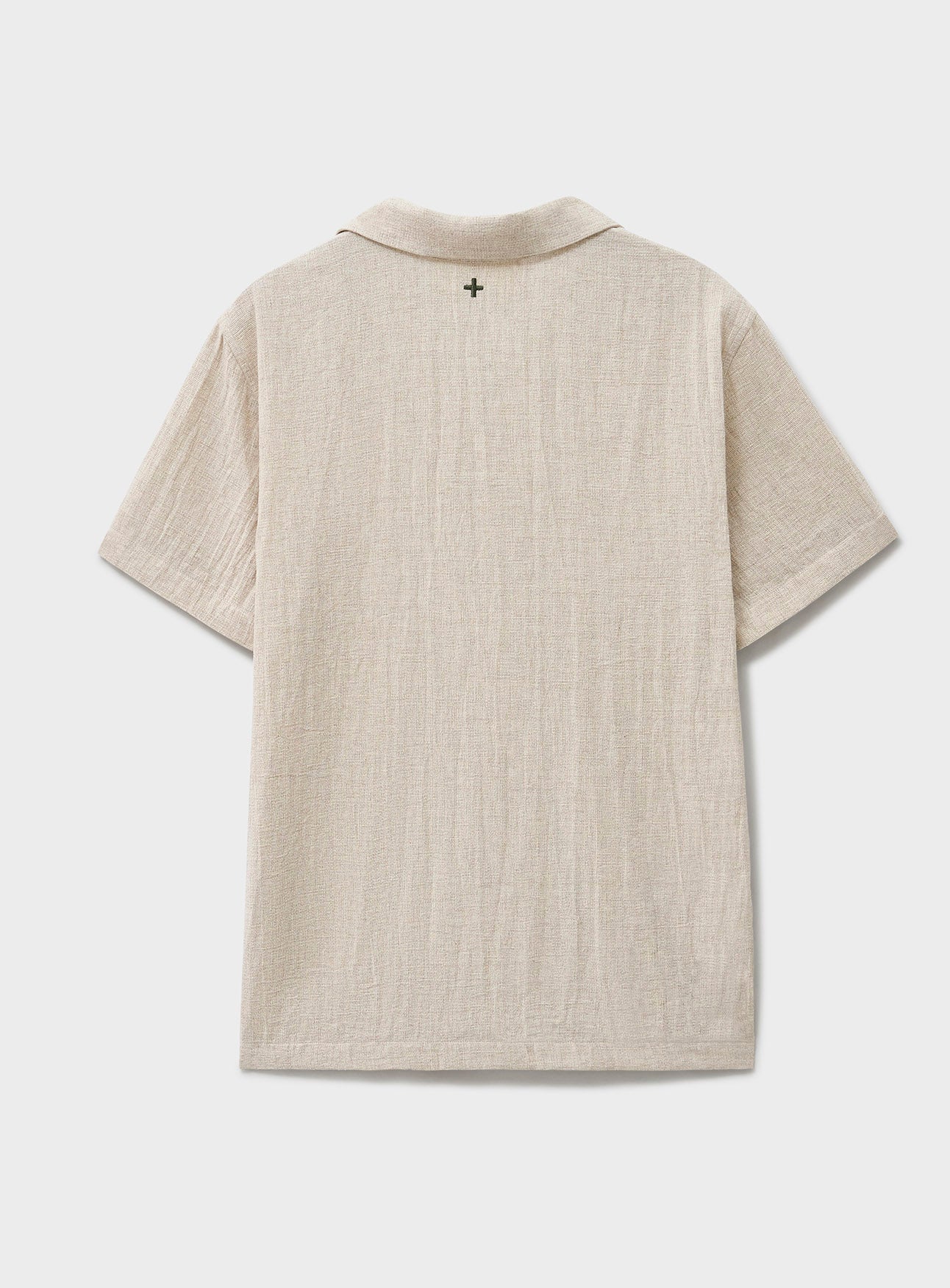 Chemise à manches courtes en coton recyclé à tissage panier, coloris pierre
