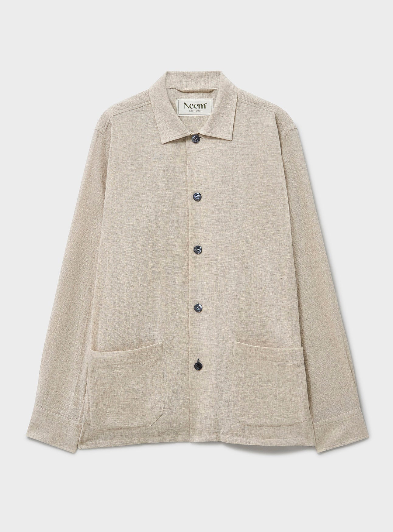 Surchemise en coton recyclé tressé, coloris pierre, style décontracté