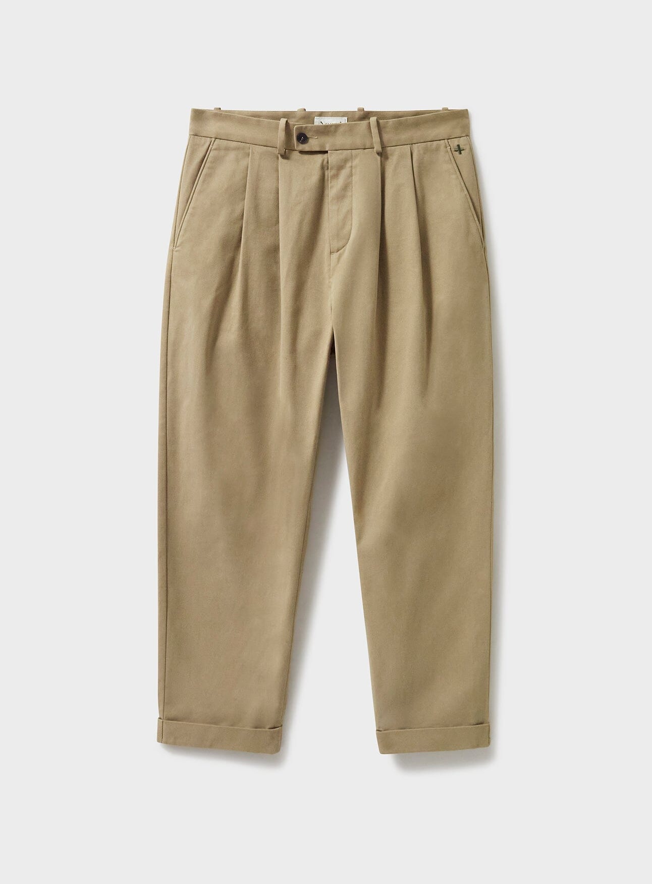 Pantalon plissé en coton biologique extensible couleur avoine