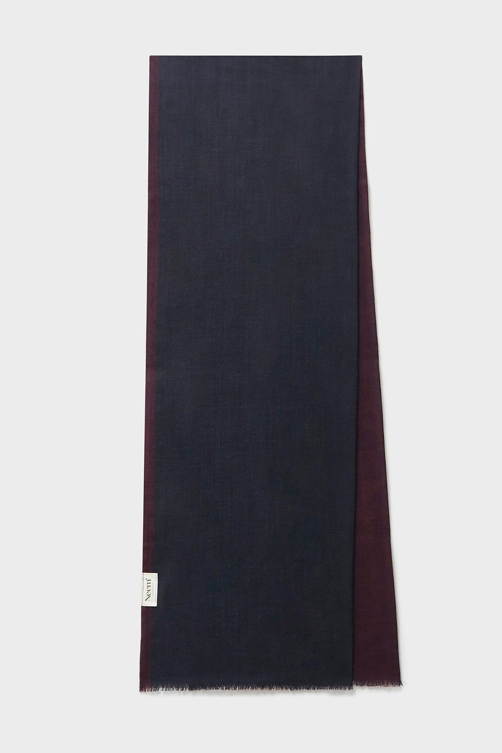 Écharpe classique double face en laine marine et bordeaux
