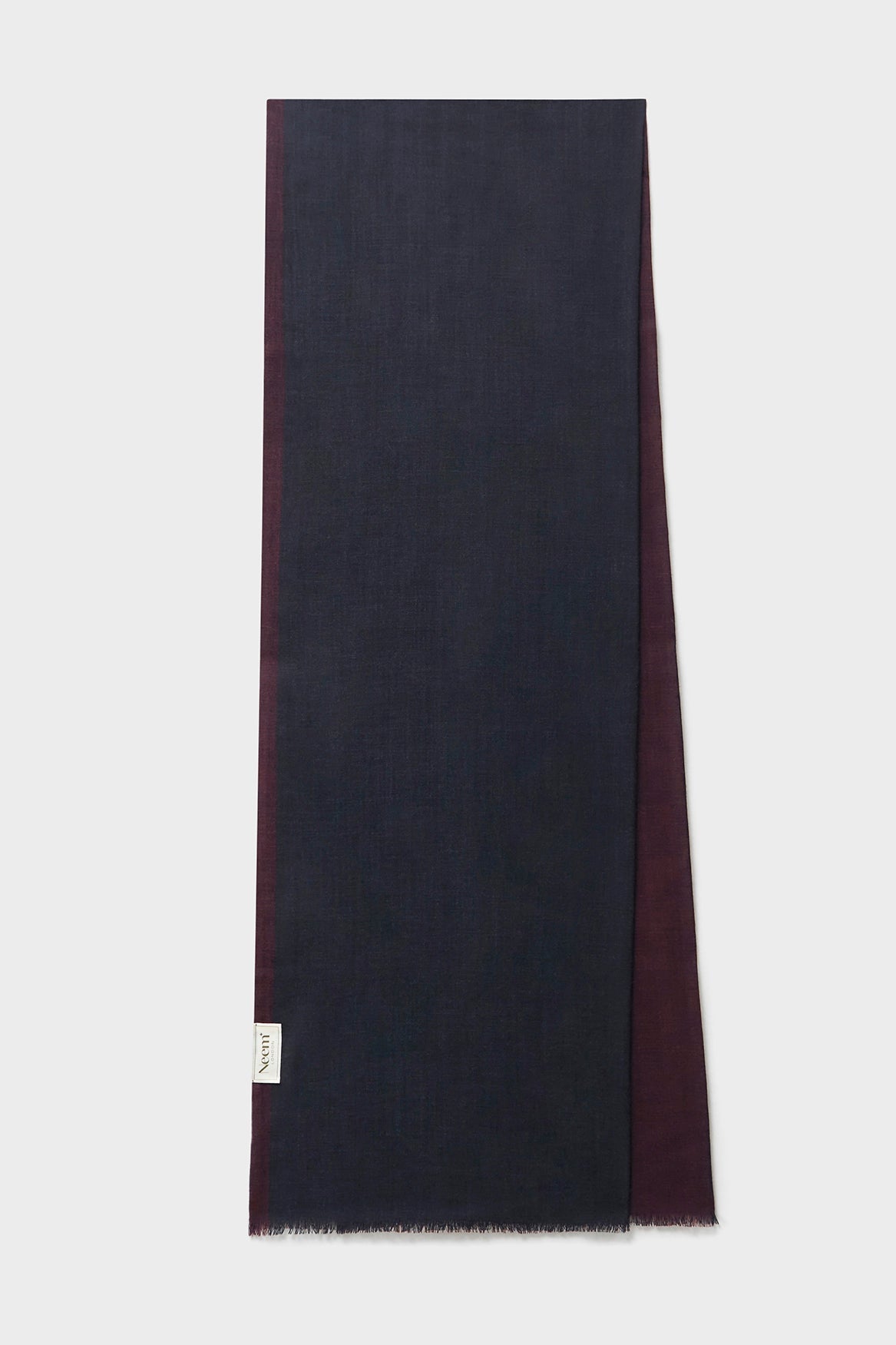 Écharpe classique double face en laine marine et bordeaux