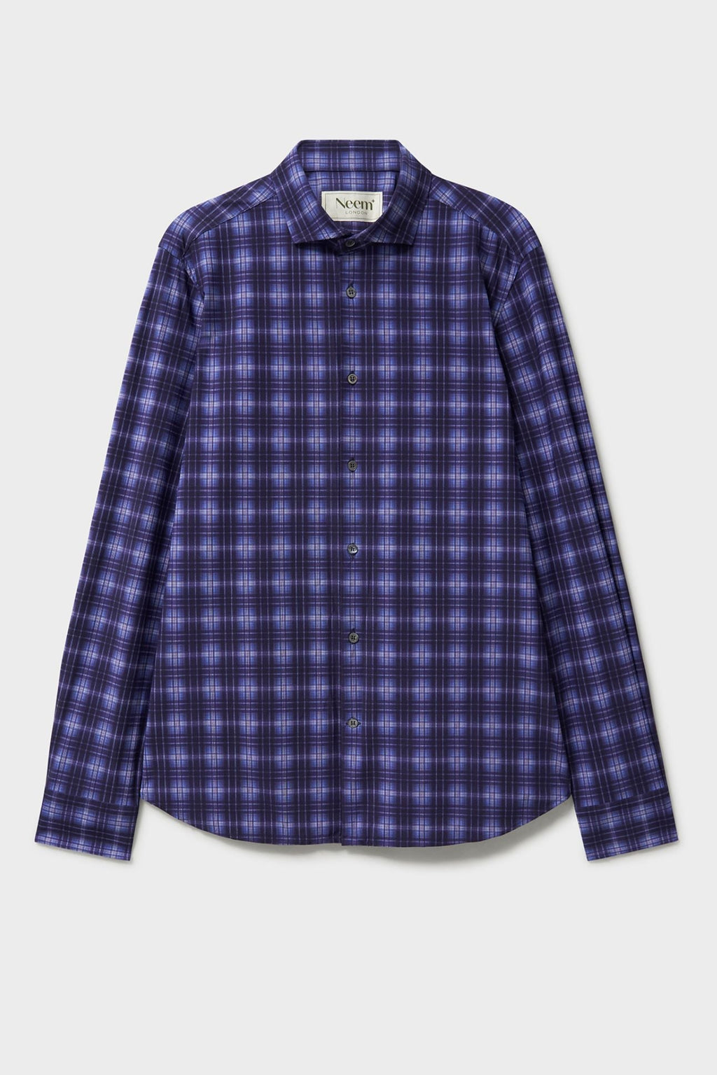 Chemise confort en Cernobbio bleu recyclé avec pans coupés