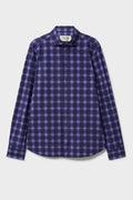 Chemise confort en Cernobbio bleu recyclé avec pans coupés