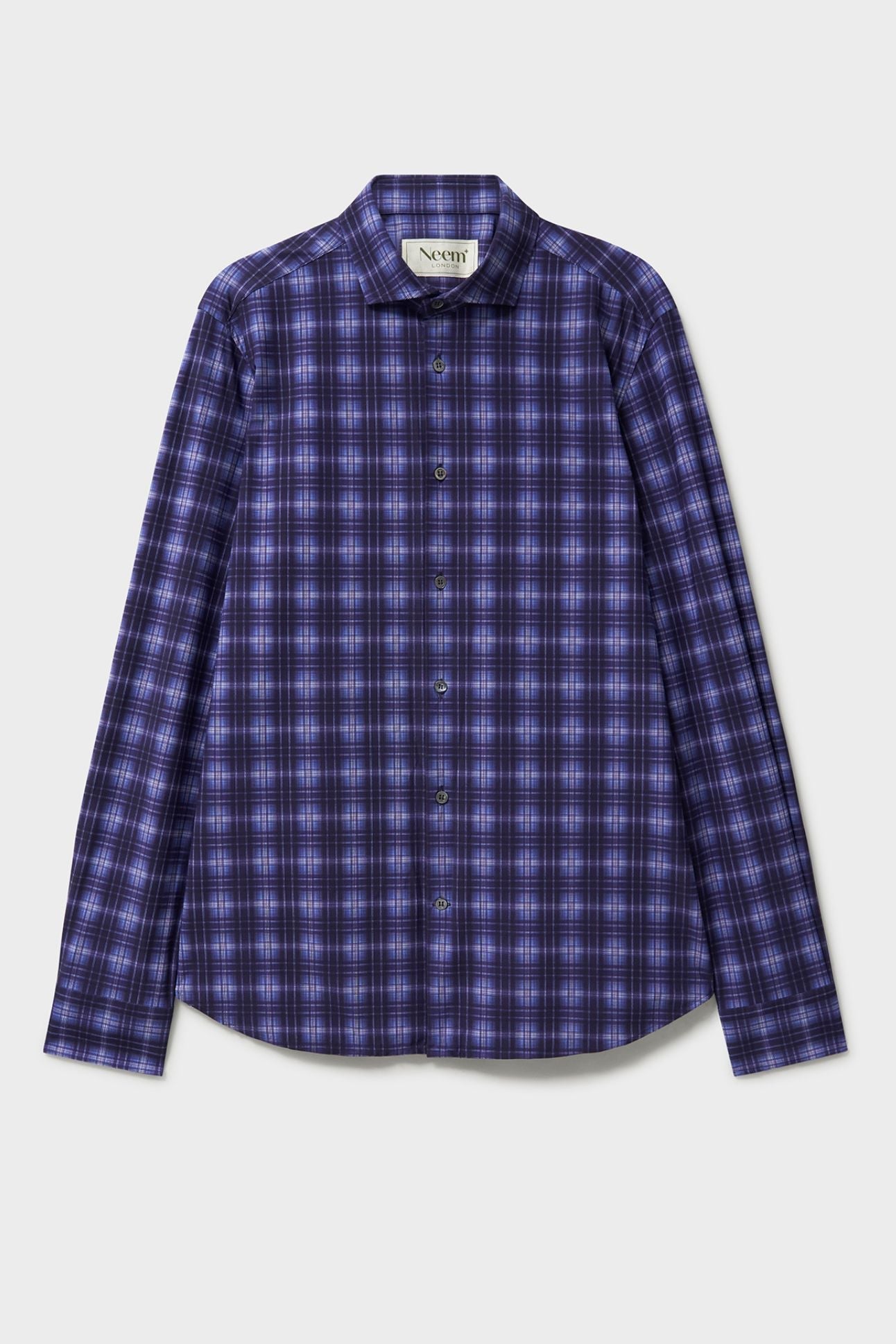 Chemise confort en Cernobbio bleu recyclé avec pans coupés
